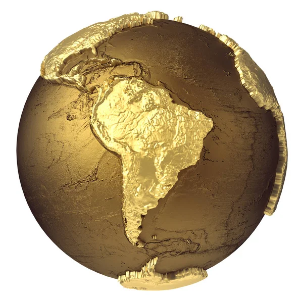 Gold Globe South Americ — Stock Photo, Image