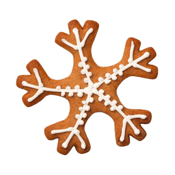 Pepparkakor snöflinga Cookie isolerad på vit bakgrund — Stockfoto