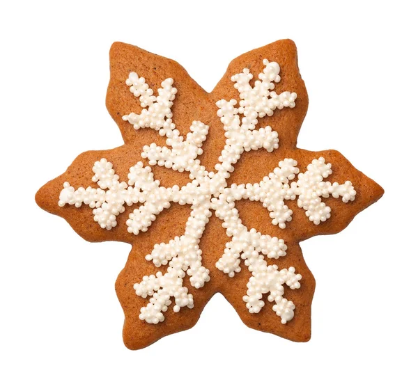 Pepparkakor snöflinga Cookie isolerad på vit bakgrund — Stockfoto