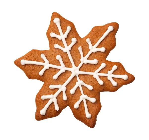 Biscoito floco de neve de gengibre isolado no fundo branco — Fotografia de Stock