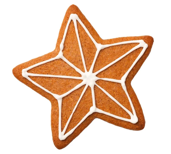 Gingerbread Star Isolated on White Background — Stock Photo, Image