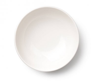 Beyaz arka planda boş beyaz kase izole