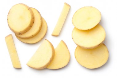 Beyaz arkaplanda izole edilmiş patates