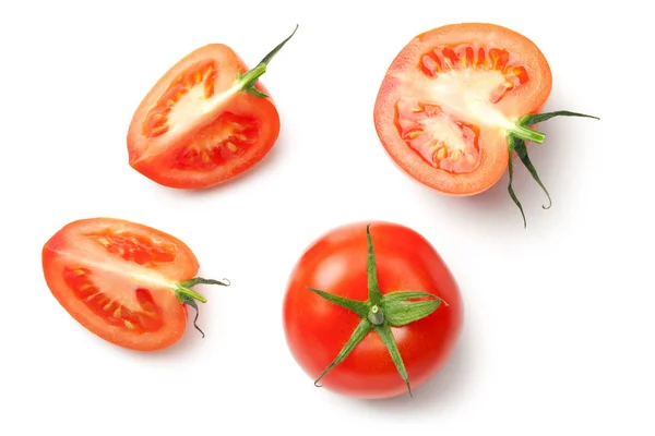 Beyaz arka planda izole edilmiş taze domatesler — Stok fotoğraf