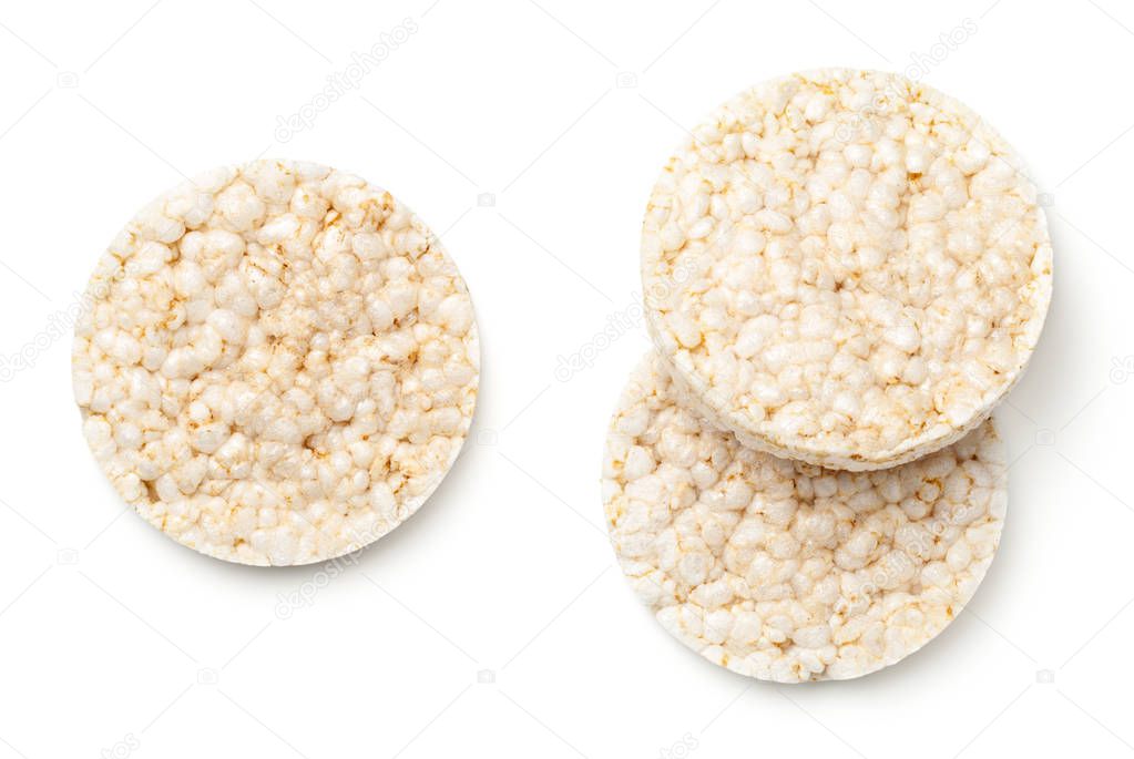 Puffed Rice Bread Isolated on White Background