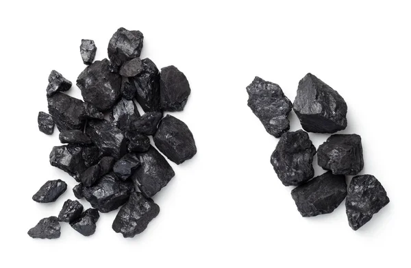 Чорна вугільна купа ізольована на білому тлі — стокове фото