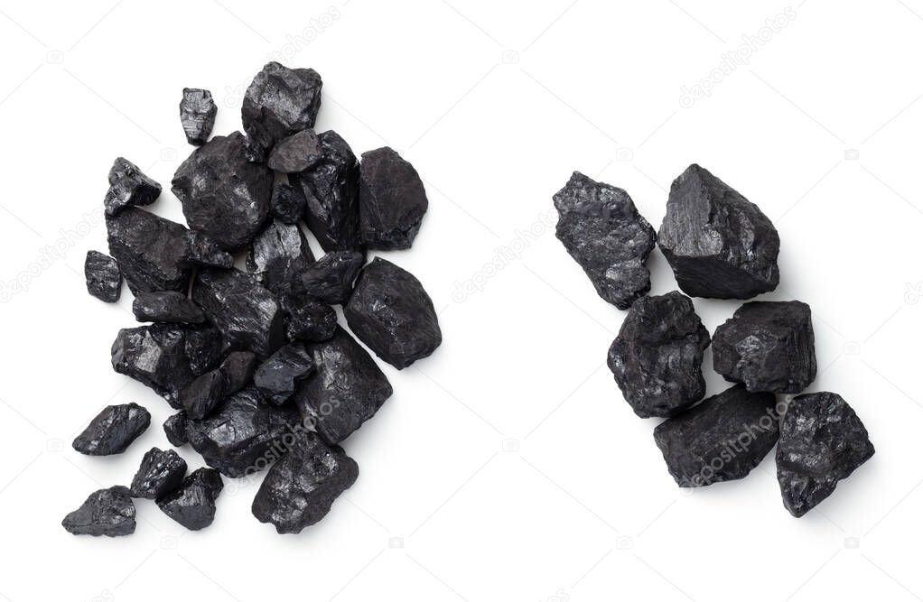 Black Coal Pile Isolated On White Background