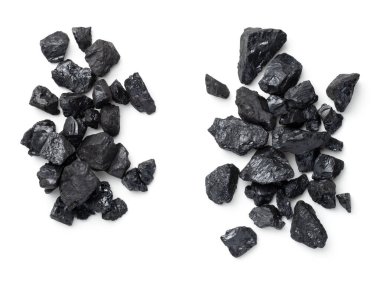 Siyah Kömür Yığını Beyaz Arkaplanda İzole Edildi