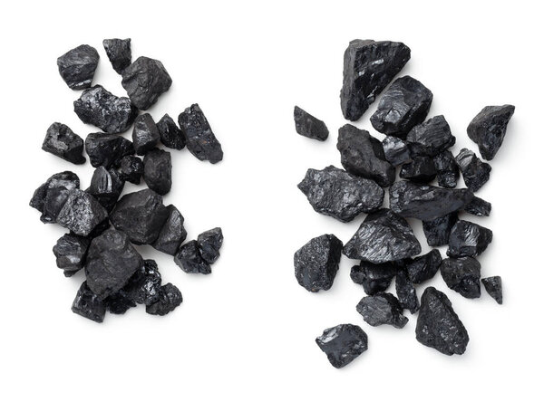 Черная угольная шахта на белом фоне
