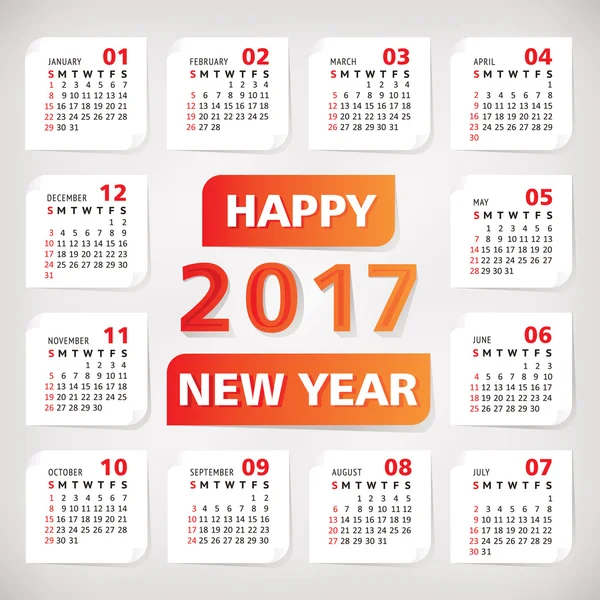 2017 año simple calendario de oficina — Archivo Imágenes Vectoriales