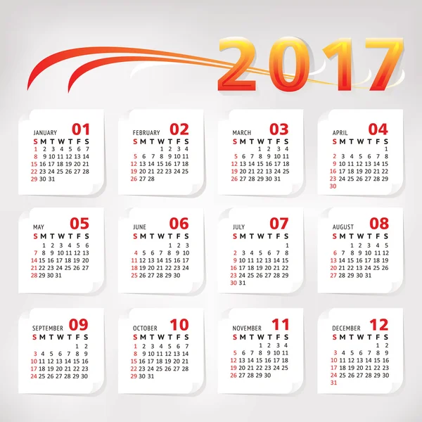 2017 roku biuro prosty kalendarz Ilustracje Stockowe bez tantiem