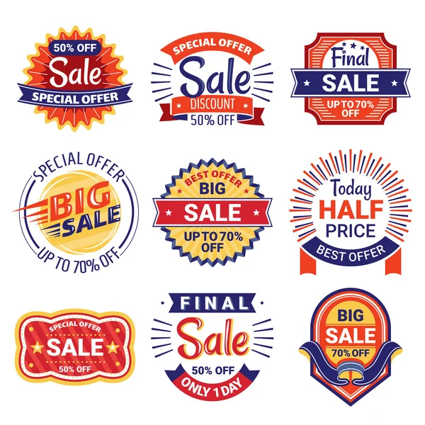 Set of sale tags, badges and labels — Stock Vector