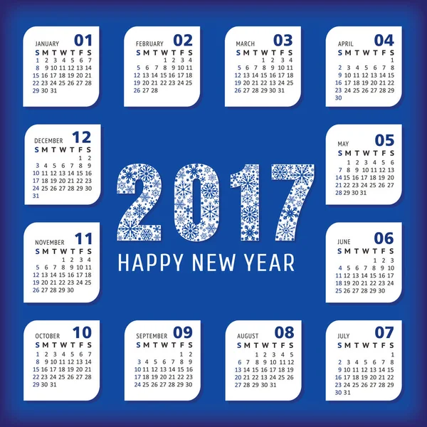 2017 año calendario de oficina — Archivo Imágenes Vectoriales