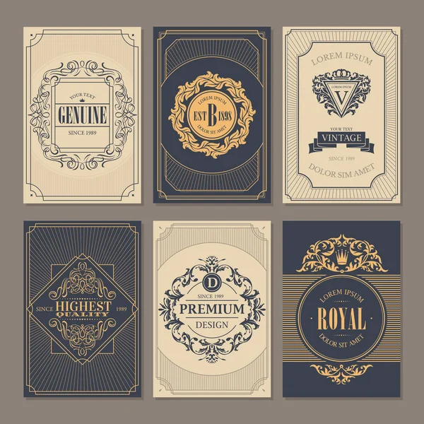 Calligraphic vintage floral cards collection — Stock Vector
