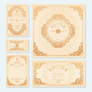 Düğün kartları kümesi