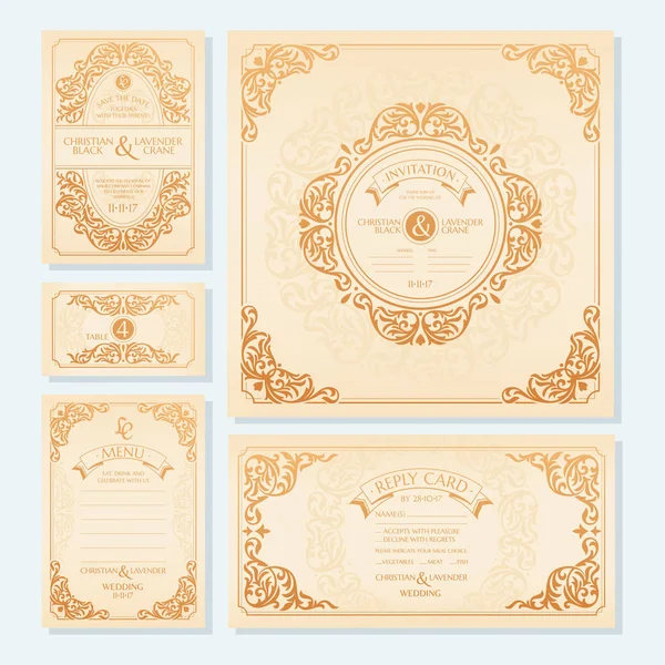 Набор свадебных открыток — стоковый вектор