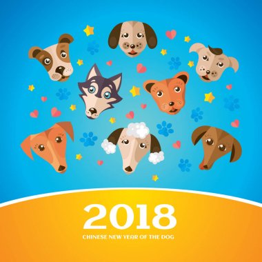 Çin yeni yıl tebrik kartı 2018 yıl.