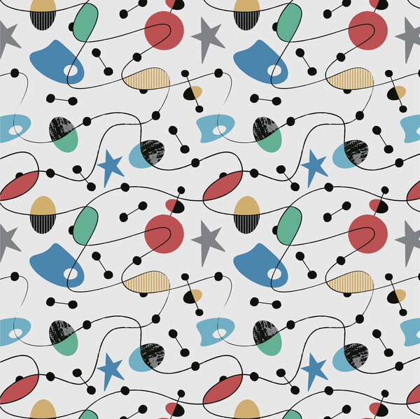 1950s Retro Mid-Century Seamless Pattern