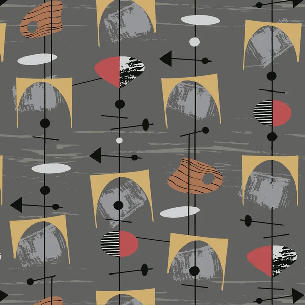 1950s Retro Mid-Century Seamless Pattern — Διανυσματικό Αρχείο