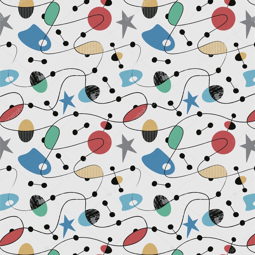 1950s Retro Mid-Century Seamless Pattern