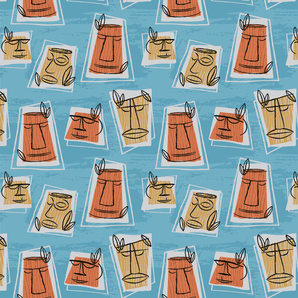 1950s Retro Mid-Century Seamless Pattern