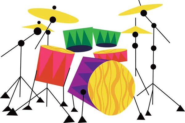 Drum Kit hudební nástroj — Stockový vektor