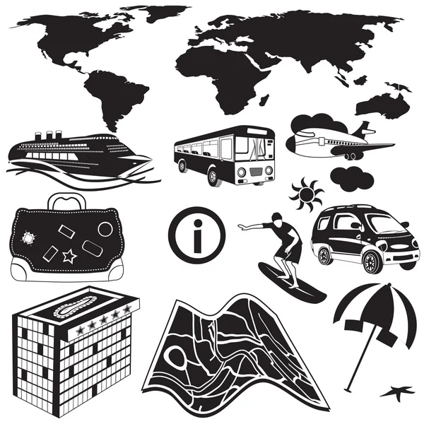 旅行黑色图标 — 图库矢量图片