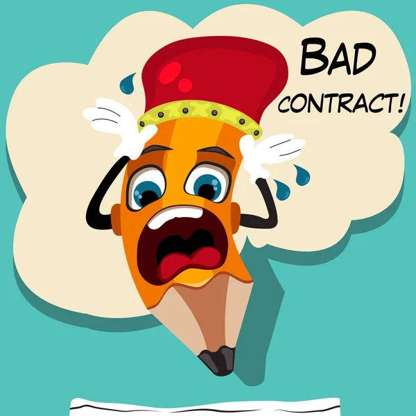Bad contract wood pencil — Stock Vector