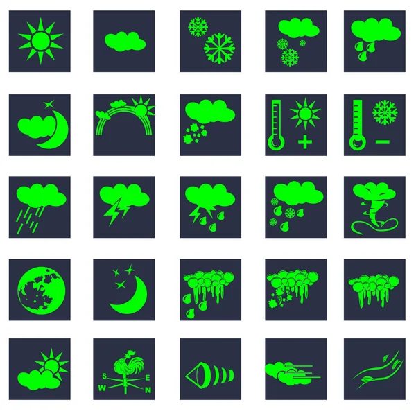 Weather green icons — Stock Vector