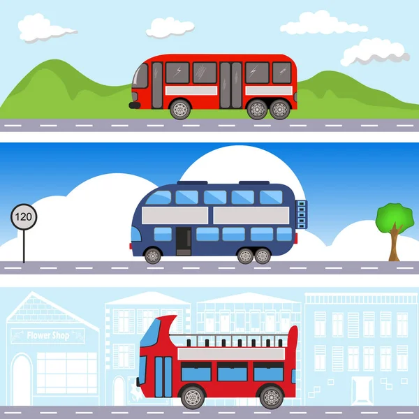 Bannières de transport par autobus — Image vectorielle