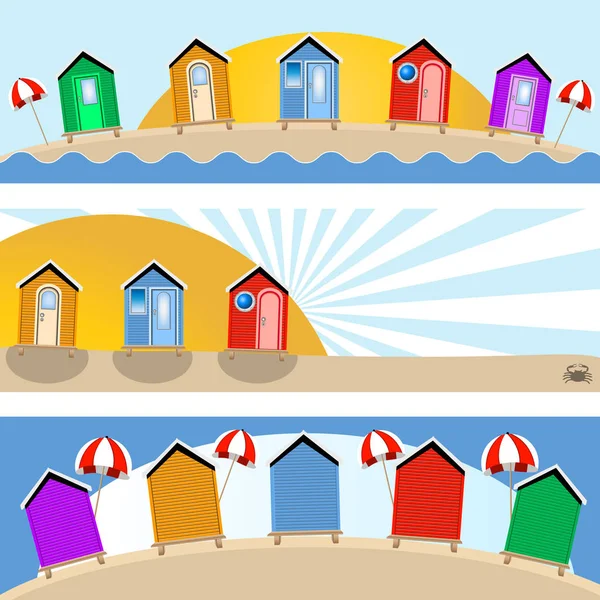 Banderas de cabaña de playa — Archivo Imágenes Vectoriales
