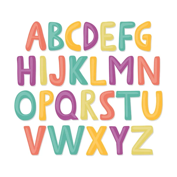 Cute and happy hand drawn alphabet — Stock Vector