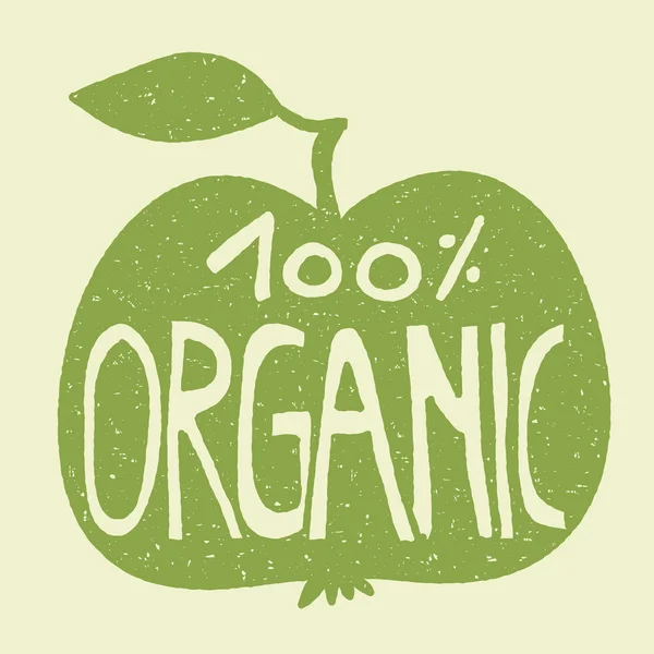 100 % bio sur une pomme verte . — Image vectorielle