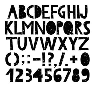 elle çizilmiş grunge alfabesi