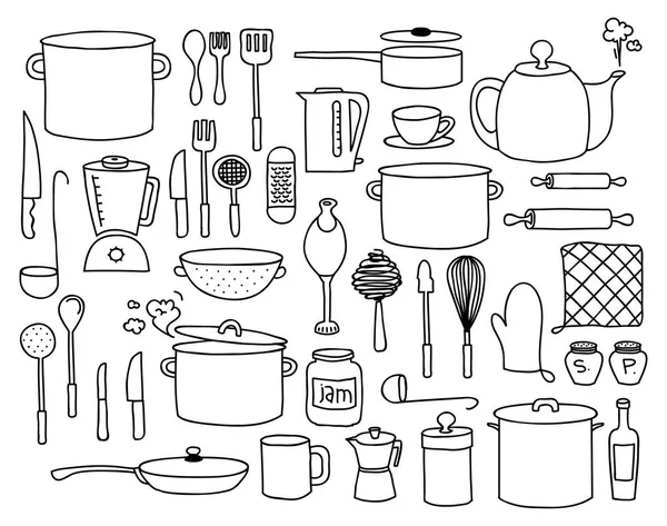 Set da cucina Doodle — Vettoriale Stock