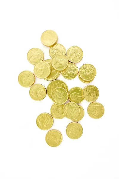 Goldmünzen aus Schokolade — Stockfoto