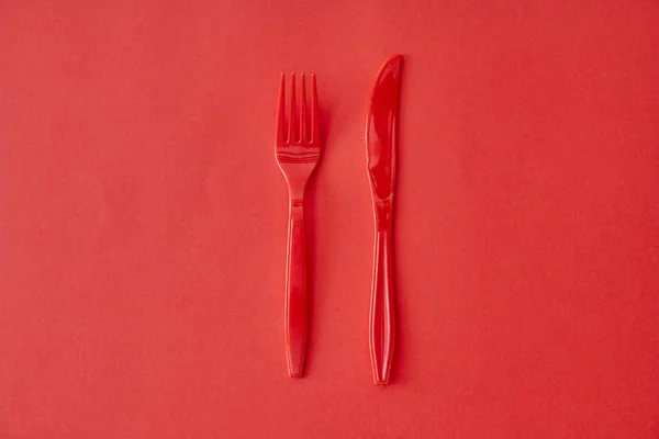 Plastik çatal bıçak takımı — Stok fotoğraf