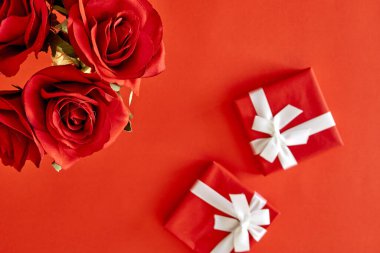 Kırmızı güllerin stüdyo fotoğrafı.