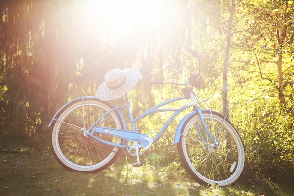 Bicicleta vieja apoyada junto a un árbol —  Fotos de Stock