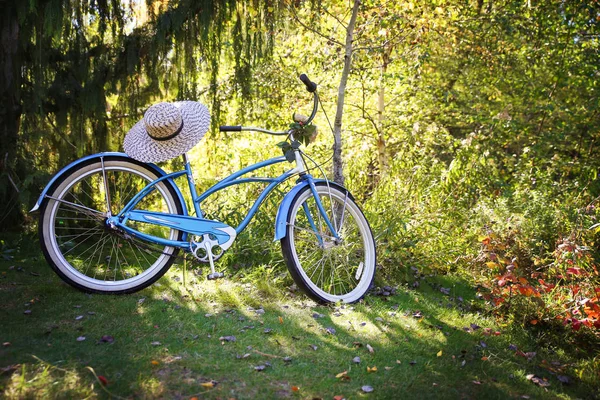 Gamla cykel lutar bredvid ett träd — Stockfoto