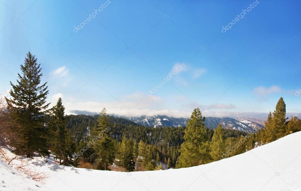 bogus basis ski resort in boise idaho above the city during winter 