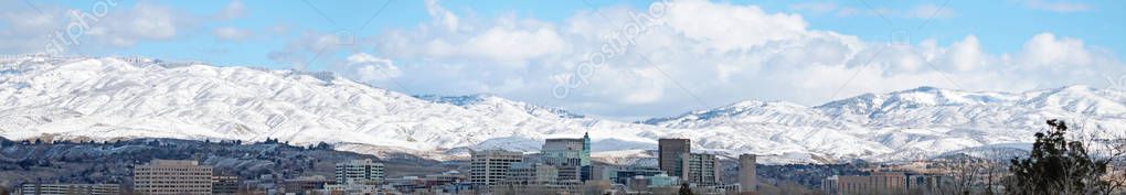 Panoramic landscape of boise idaho in the winter — Stock Image Panoramic landscape of boise idaho in the winter Stock Image