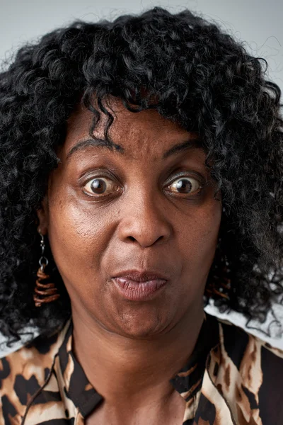 Funny adult black African woman — Stock Photo, Image