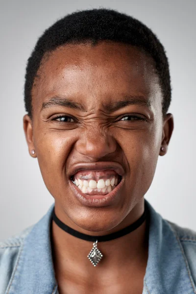 Funny black African girl face — Stock Photo, Image