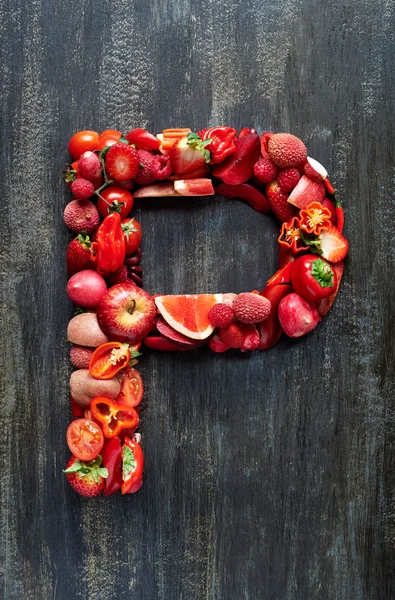 Sebze ve meyve alfabe mektup — Stok fotoğraf
