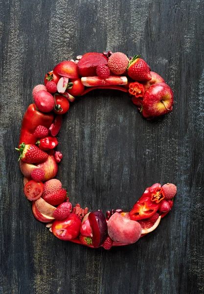 Verduras y frutas en letra alfabética — Foto de Stock