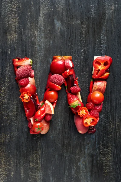 Warzywa i owoce w literą alfabetu — Zdjęcie stockowe