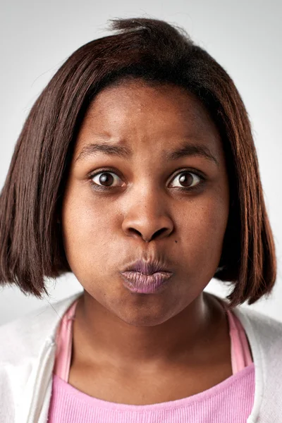 Grappige zwarte Afrikaanse vrouw gezicht — Stockfoto