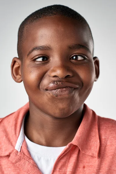 African boy making silly expression face — Stock Photo, Image