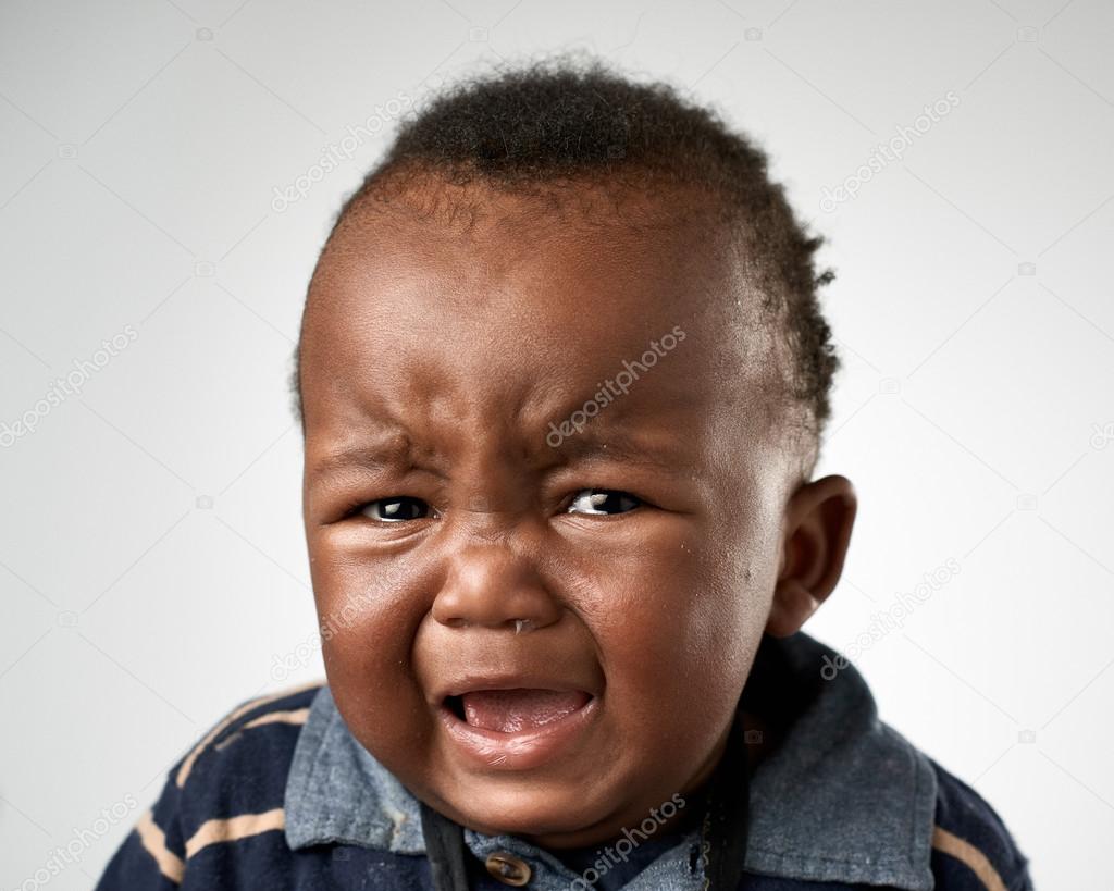 crying african baby boy